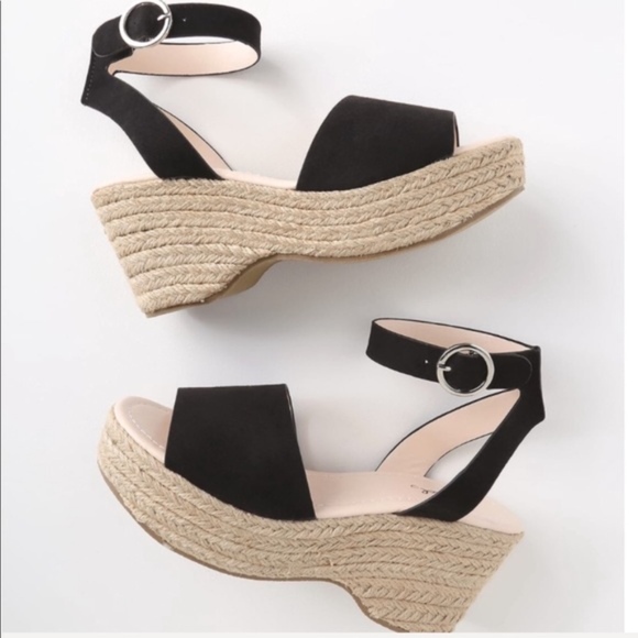Black Platform Espadrille Sandal - Picture 3 of 4